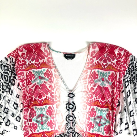 Bebe Print Mesh Kaftan Top - Picture 6 of 10